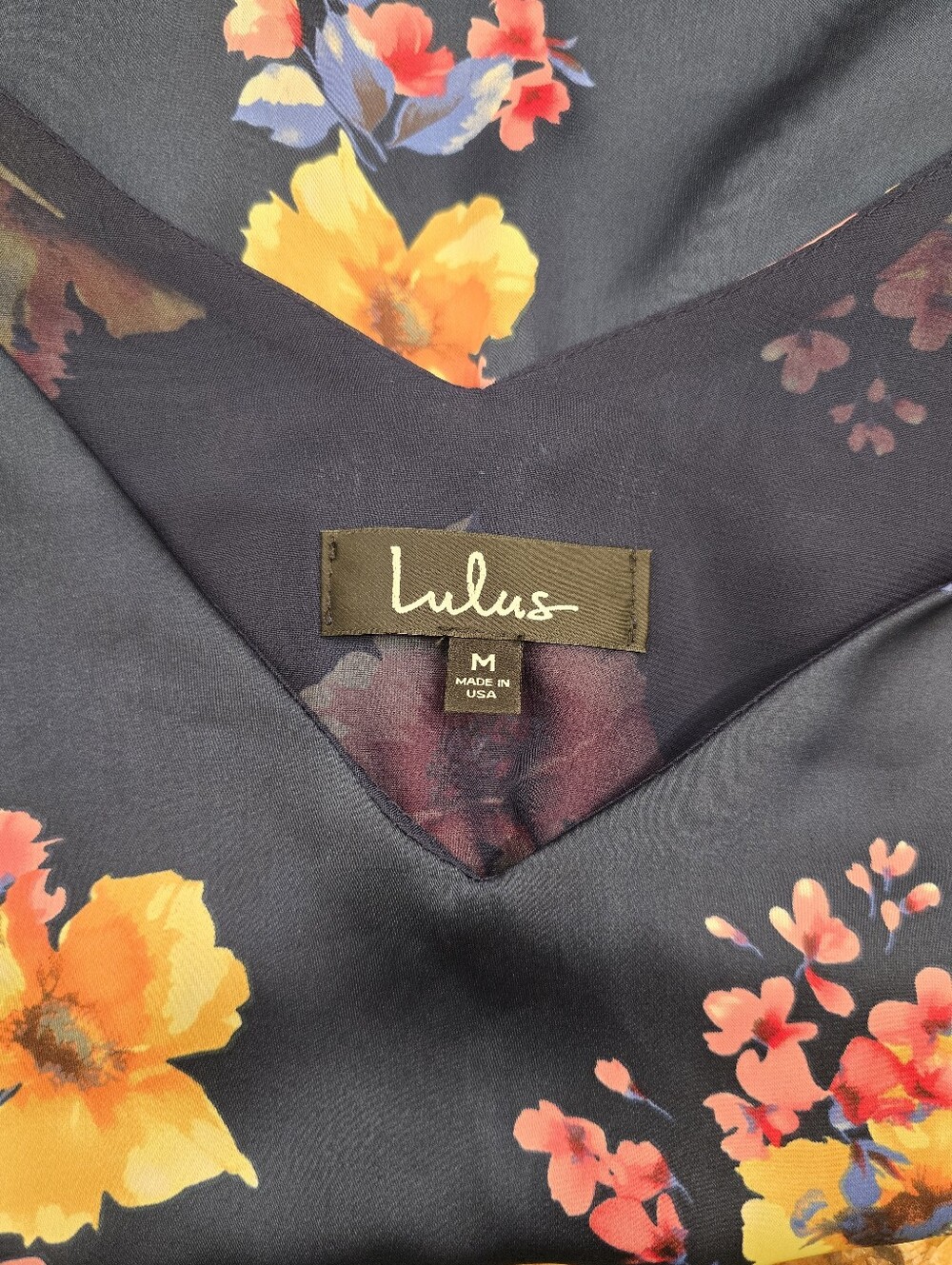 Lulus Mini Slip Floral Dress Navy Blue M - Picture 5 of 6